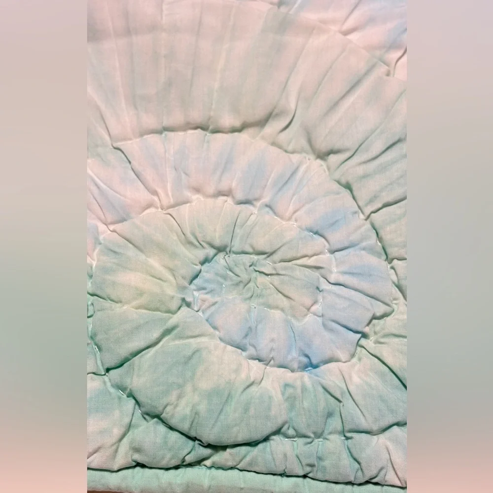 Pottery Barn Teen Aqua Blue Quilted Sham Swirl Cotton Pillow Cover 26x18
